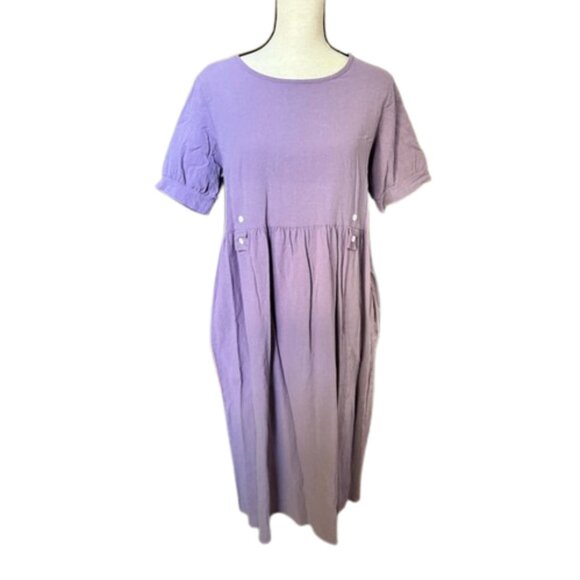 017. Lavender Linen-like Dress‎ with Pockets M - Picture 1 of 5